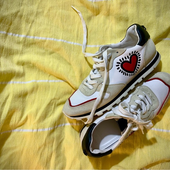 Coach x Keith Haring Heart Sneakers / Souliers sport cœur en cuir EU 38.5 - Picture 3 of 5